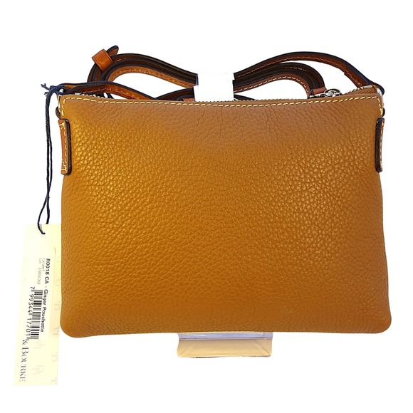 Dooney & Bourke Ginger Pouchette Crossbody Bag Caramel Pebbled Leather Purse NWT - Picture 2 of 12